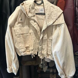 BDG Cream Utility Jacket with Drawstring Waist